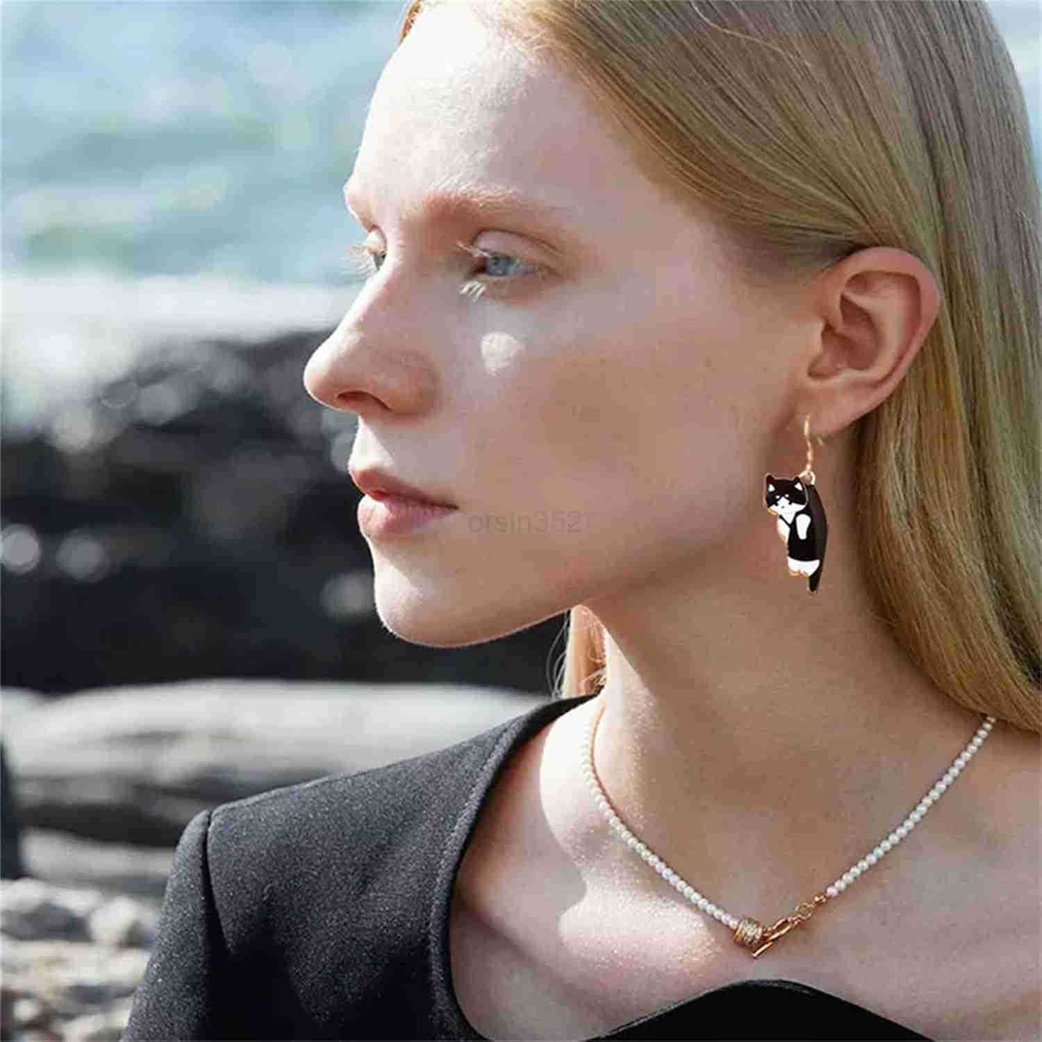 6 Pairs Cute Cat Earrings for Women Funny Cartoon Kitten Dangle Earrings Kawaii Animals Cat Earrings Lover Birthday GiftsW250911