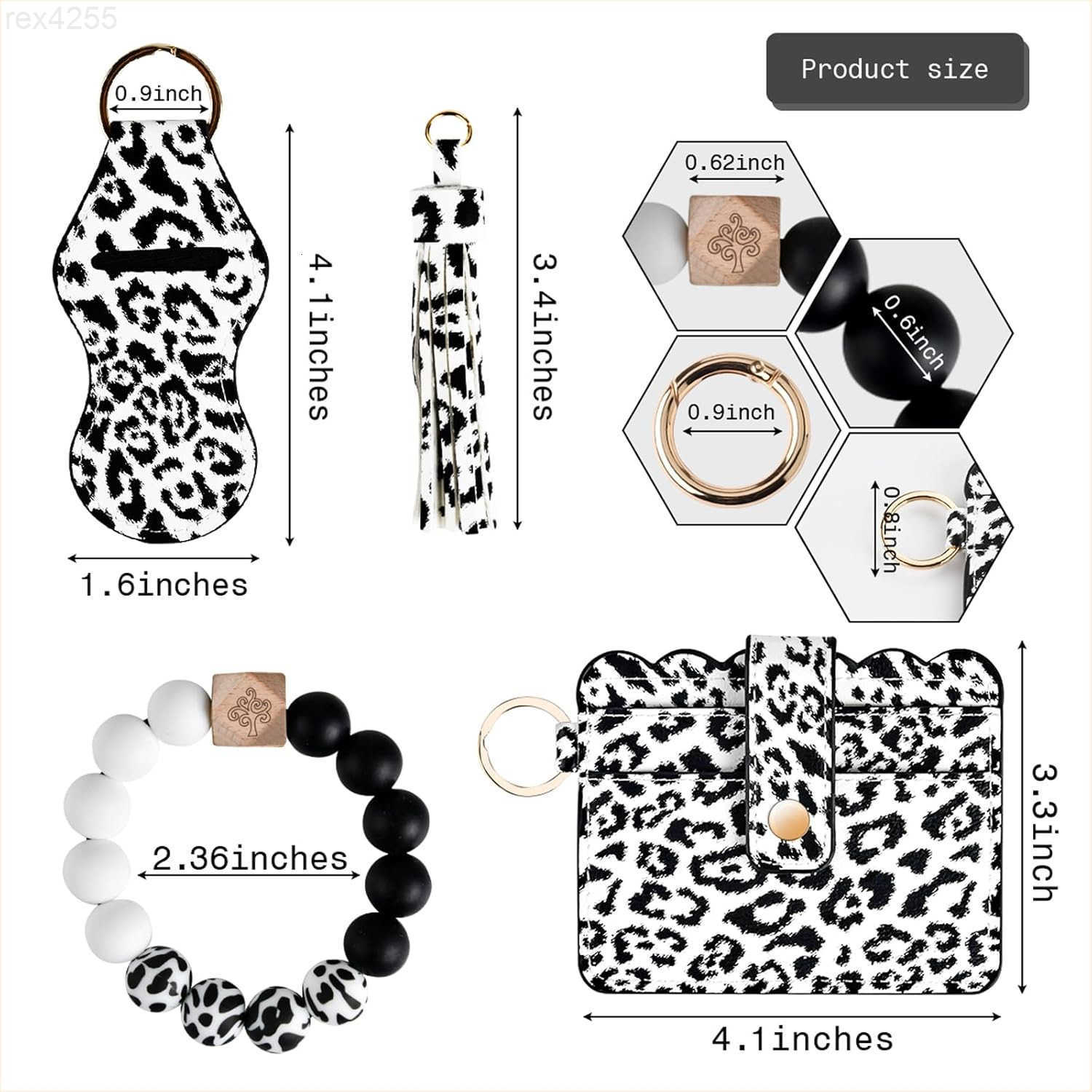 Women Wristlet Bracelet Keychain WalletSilicone Beaded Bangle Keyring TasselW250911
