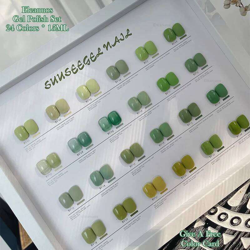 Eleanuos Spring New Gel Collection 24Pcs Phototherapy Varnish Soaking Fruit Green Lasting Shining Hybrid Primer Finish