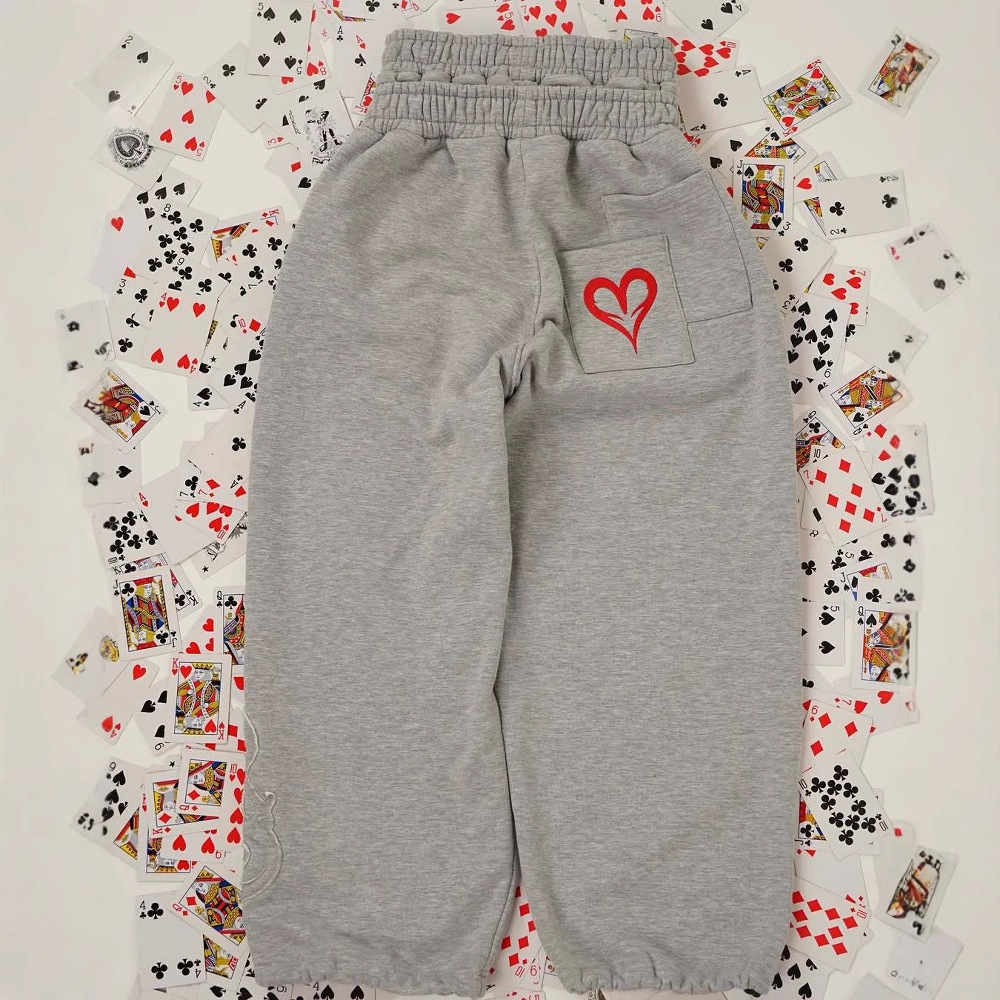 Y2k Poker Embroidered Double Waist Jogging Pants Gothic Hip Hop Street Wear Men's and Women's Loose Fake Two Piece Sports Pants
