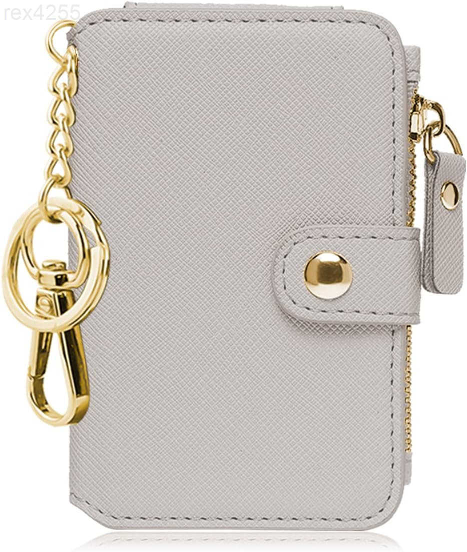 Keychain wallet Rfid Blocking Credit Card Holder Leather Zipper Card Case for WomenW250911