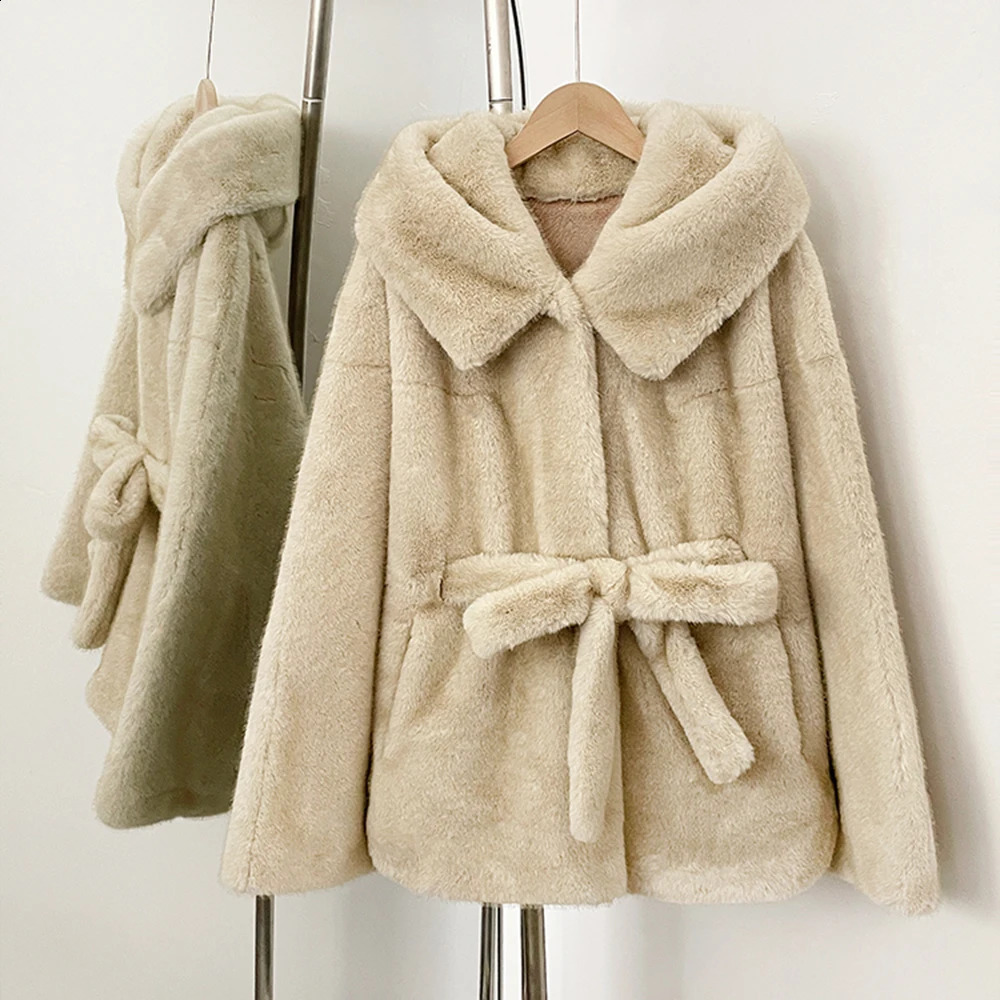Faux Fox Fur Jacket Women Artificial Female Winter Coat Ecofriendly Clothes Suede Lining Warm Outerwear Lady 250911