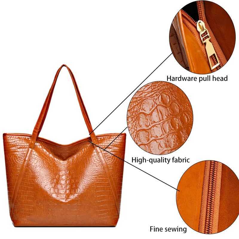 Womens Shoulder Bag Large Capacity Crocodile Pattern Tote Handbag For Women Shopping Bag Z250911