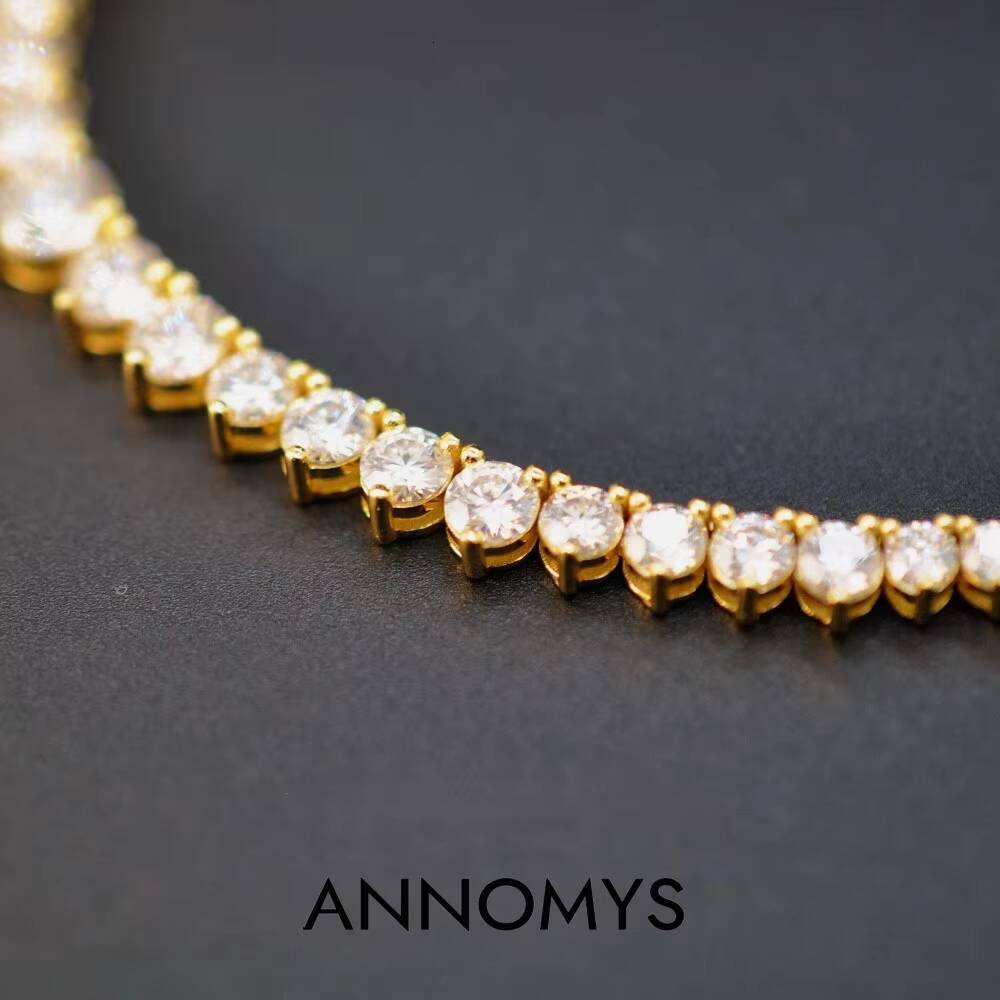 18K Gold Plated Moissanite Tennis Necklace Dazzling Diamond Cut Chain Luxury Gift Jewelry for Women
