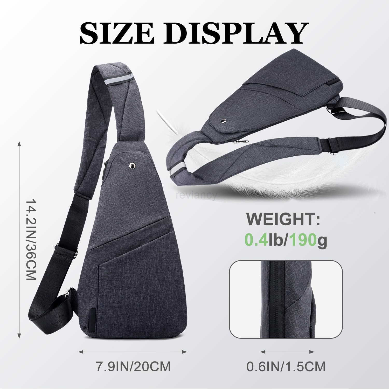 Sling Bag AntiThief Crossbody Personal Pocket Bag Lightweight Chest Shoulder Backpack for Travel Hiking Dark GreyW250911