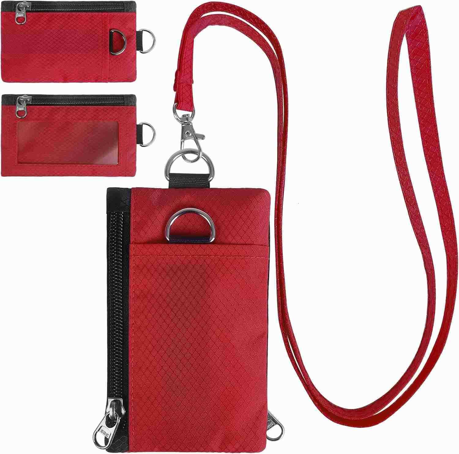 RFID Blocking Wallet Minimalist Wallet for Men Small Wallet for Women with Lanyard Keychain ID Holder Zipper for Cards Coins Travel Waterresistant Bla