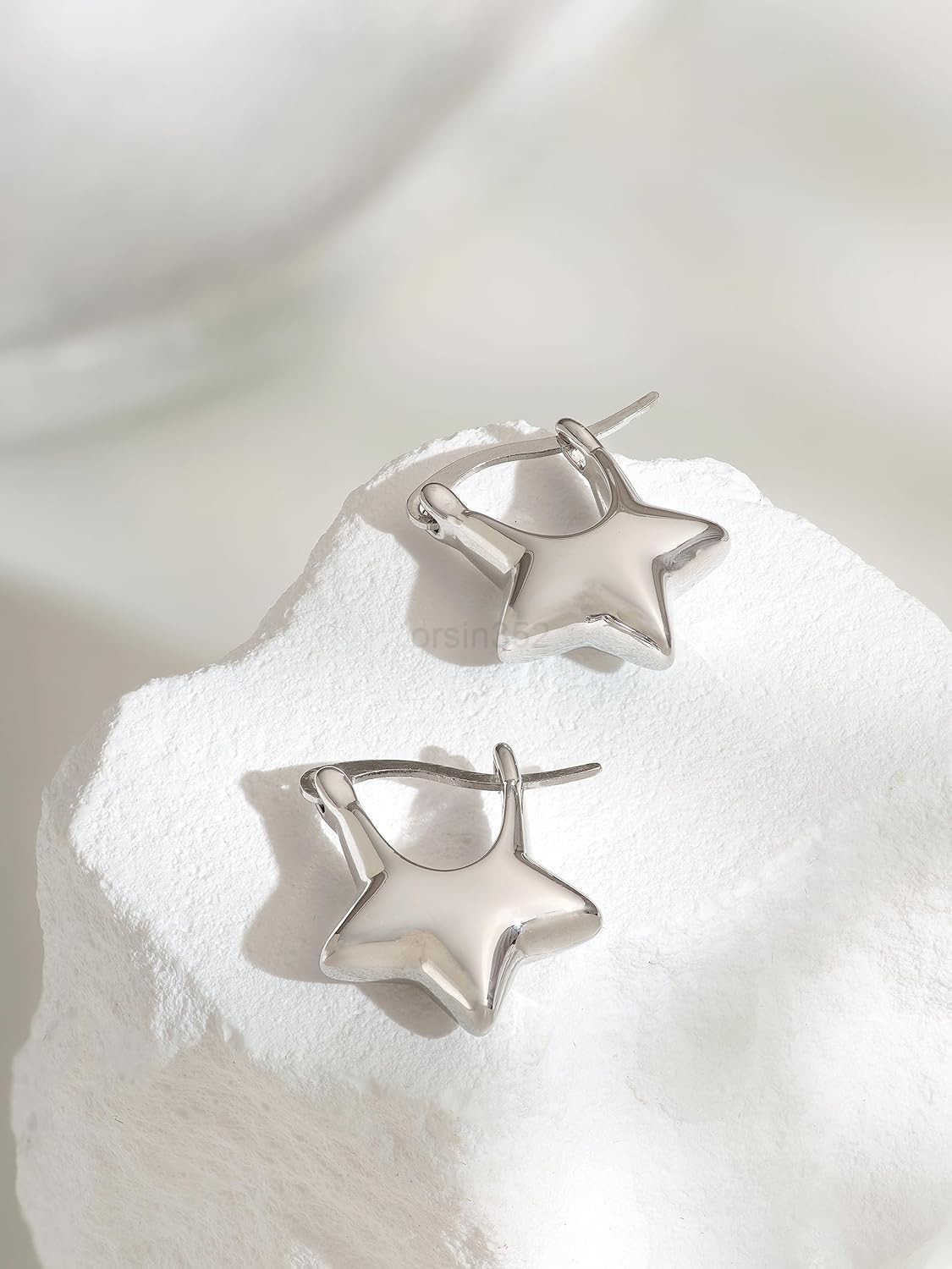 Cool Silver Star Stud Earrings Y2K Studs Jewelry Accessories Gifts for Women GirlsW250911
