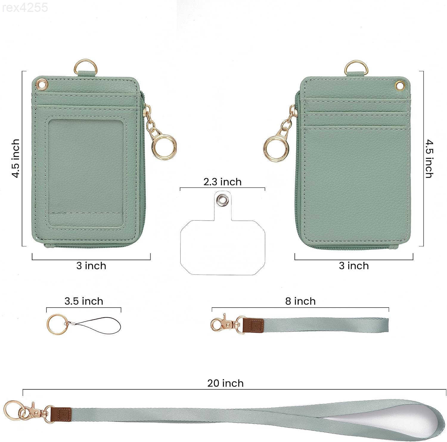 2in1 ID Badge Holder Lanyard Wallet MultiUse Womens Small Wallet with Removable Wristlet Neck Lanyard Clear Window 5 Card Slots Phone Holder Ring Keyc