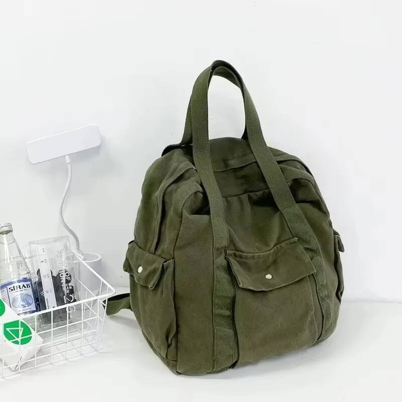 Leisure Sport Classic Style Backpacks Solid Zipper Large Capacity Canvas Durable Shoulder Bags for Unisex Retro Casual Tote high-quality