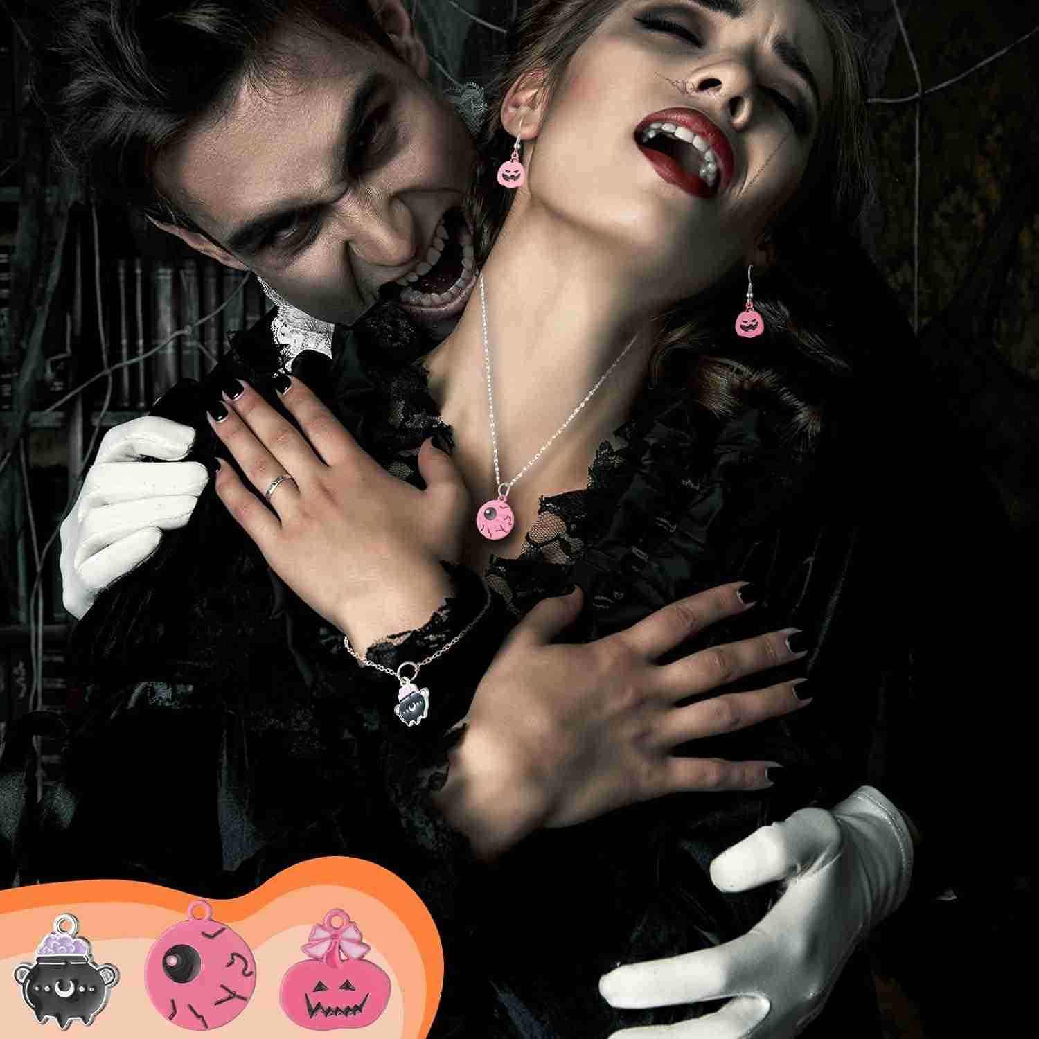 150 Pcs Pink Halloween Charms Bulk for Jewelry Making Halloween Alloy Assorted Pendant Charms for Jewelry Making Earring Necklace DIY CraftW250911