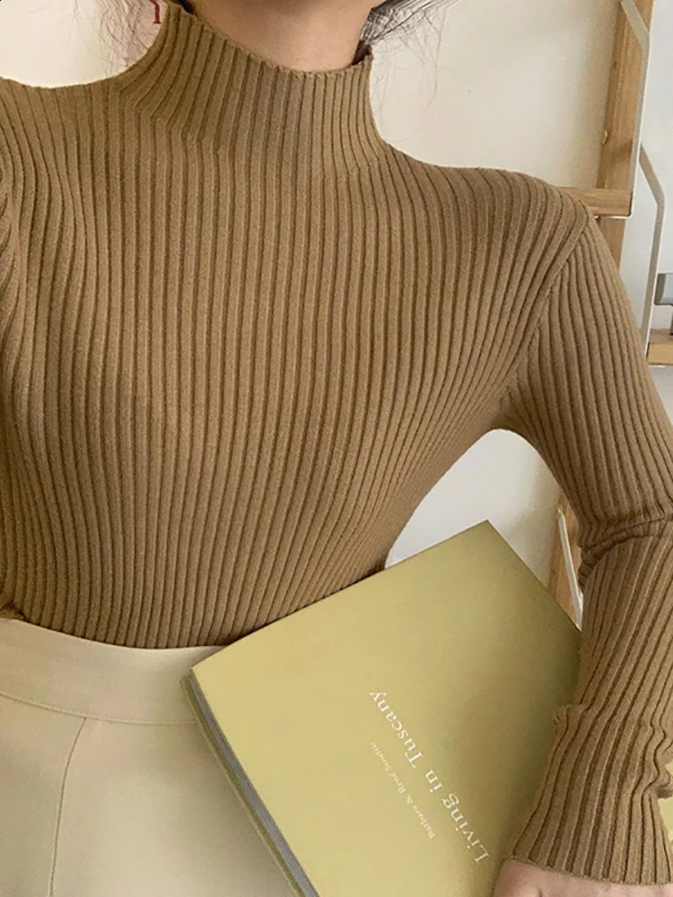 2026 chic Autumn winter Sweater Pullovers Women Long Sleeve casual turtleneck warm basic knit Jumpers top 250911