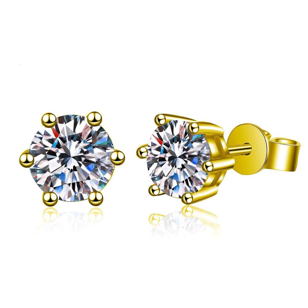 Classic Mossanite Dia Ear Stud 3-8mm 1ct 2ct 14K Gold Plated Sterling Sier VVS GRA Moissanite Earring for Women Men