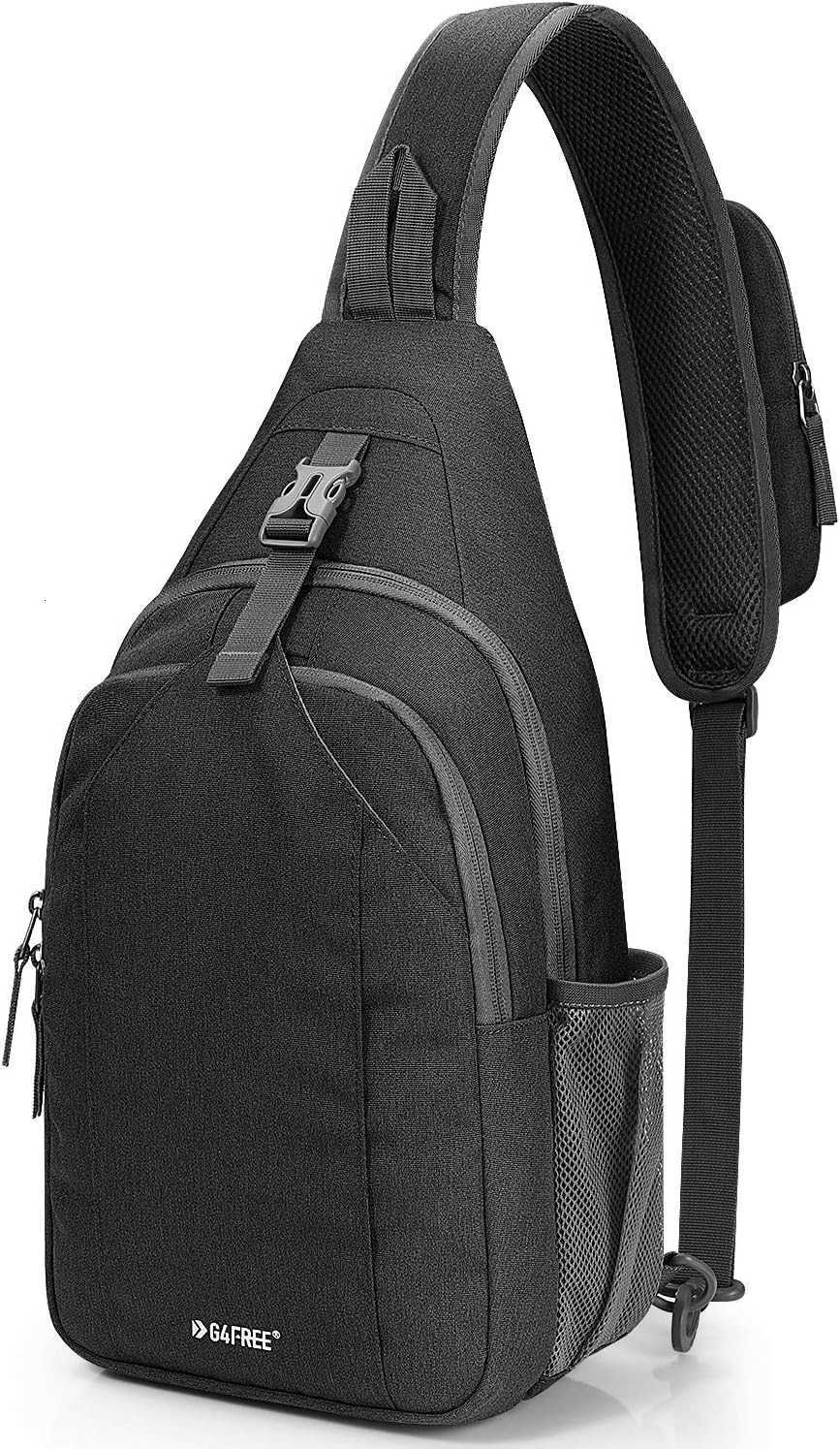 Sling Bag RFID Blocking Sling Backpack Crossbody Chest Bag Daypack for Hiking TravelBlackW250911