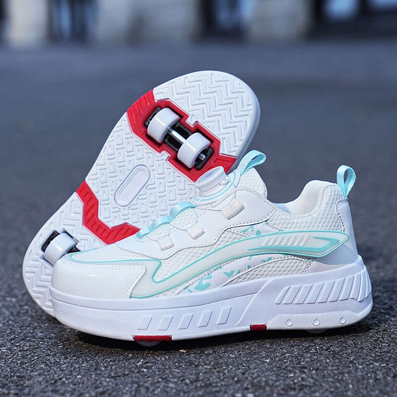 2025 Free shipping designer Children's Roller Double Wheel Girls' Breathable LED Light Shoes USB Charging Outdoor Sports Skates