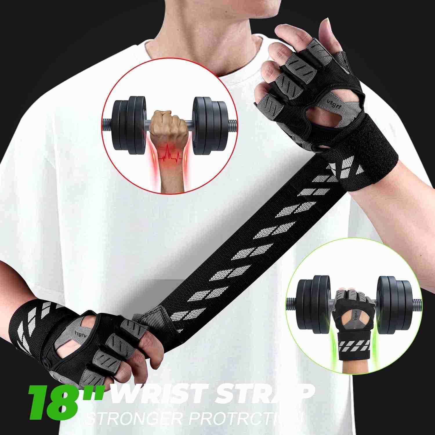 Fingerless Fitness Gloves with Wrist Support for Men Ideal for Gym Workout Weight Lifting Sports Gloves with Padded Design Excellent Grip and Cushion 