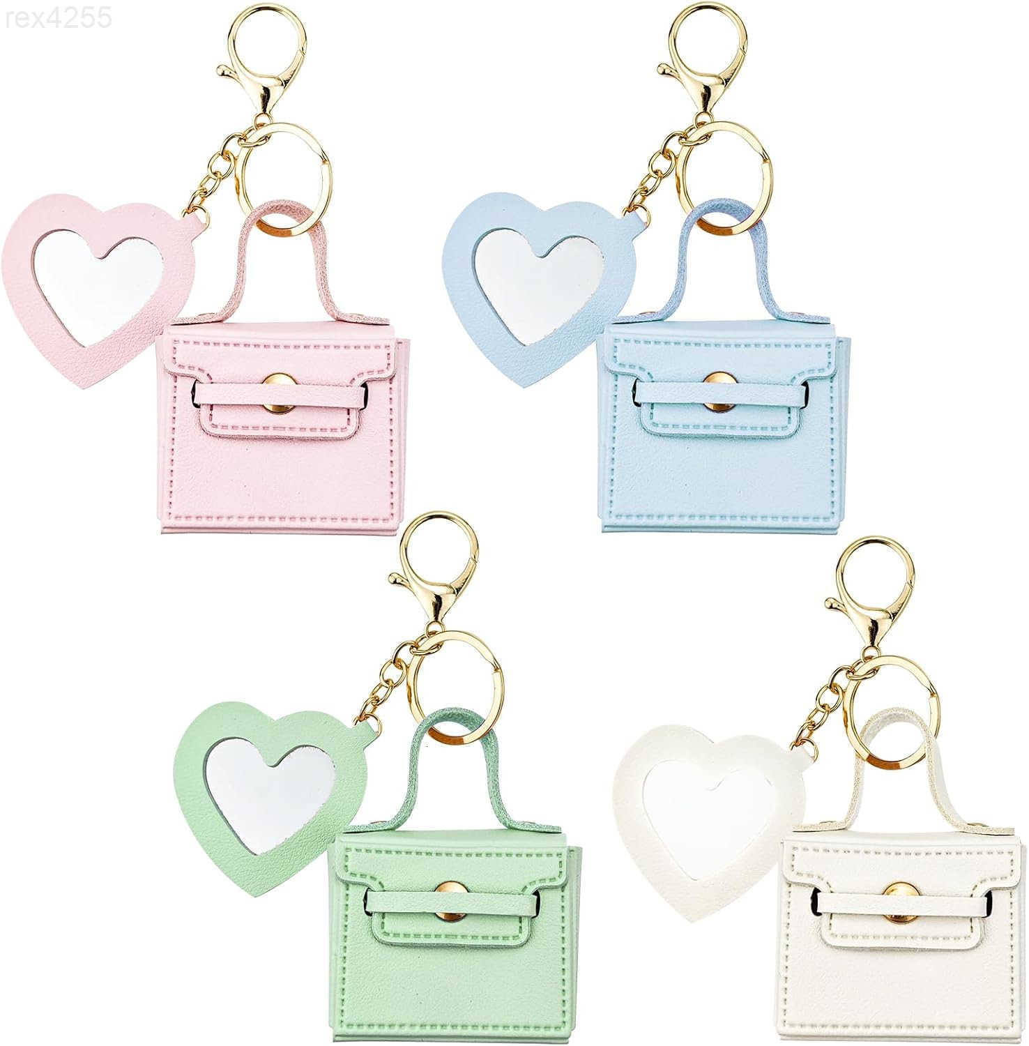 4PCS Super Smalls Makeup Bag with Mirror Mini Makeup Bag for Women Coin Wallet Bag Charms Y2k Accessories Cute Leather Keychain Style 2W250911