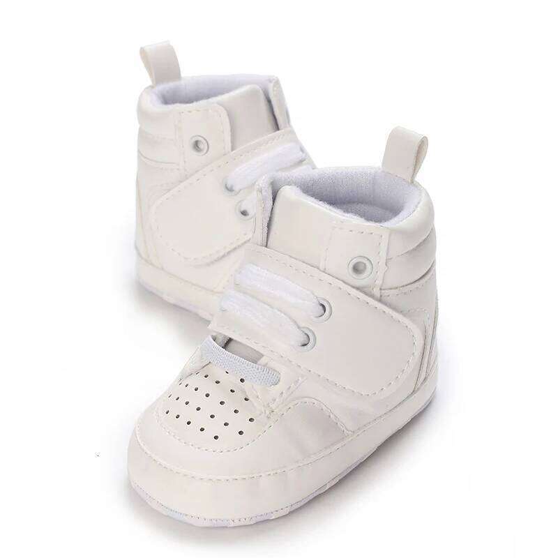Spring Newborn Infant Girls and Boys Recreational Baptism Non-Slip Walking Shoe White Soft-soled Sneaker Prewalker
