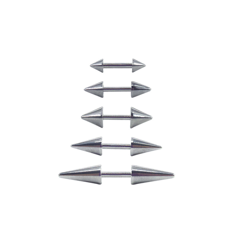 Stainless Steel Double Pointed Ear Studs, Tapered Barbell Earrings, Demon Style Cartilage Ear Studs, Body Piercing Jewelry