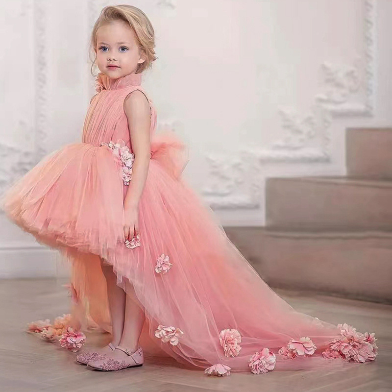Pink Tulle Lace Fragmented Flower Girl Dress First Wedding Flower Child Birthday Banquet Sacrament Customized Dress Z250630