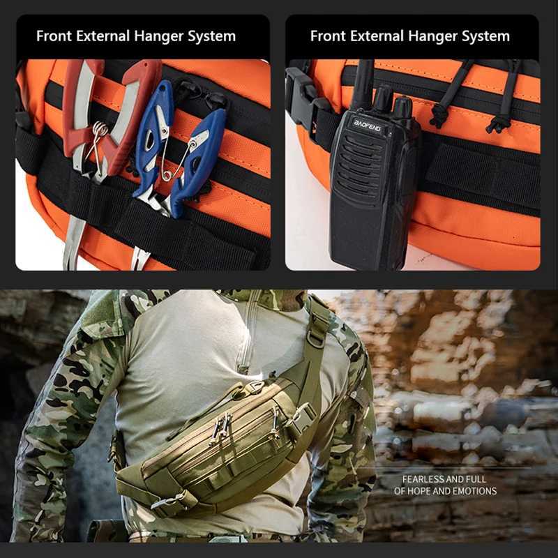Multifunctional Fishing Chest Bag Men Molle Crossbody Pouch Nylon Outdoor Travel Fanny Waist Pack Daily Storage Shoulder Bags Z250911