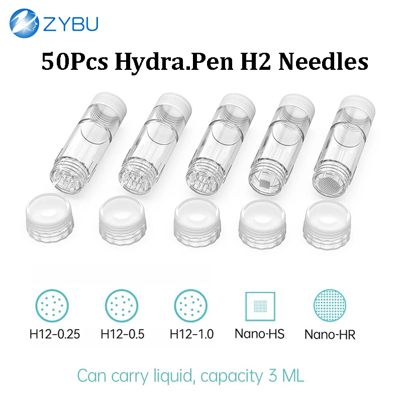 Replacement Microneedles for Hydrapen H2 50pc Cartridges Set of H2 Needles with 12 Pins - Available Sizes: 0.25mm/0.5mm/1.0mm for Skin Rejuvenation Na