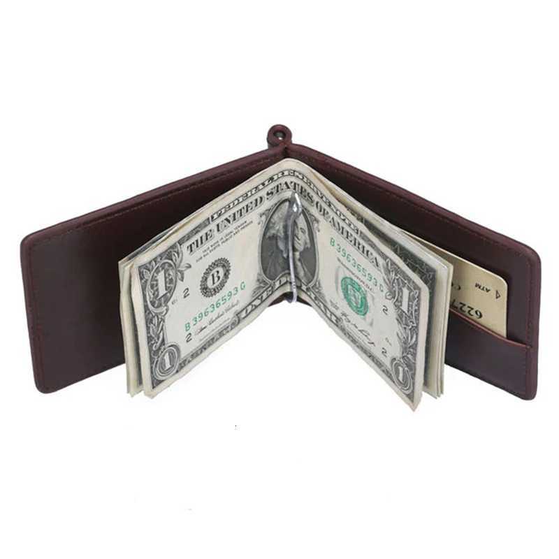 New Mini Mens Leather Money Clip Wallet With Coin Pocket Thin Purse For Man Magnet Hasp Small Zipper Money Bag W250911
