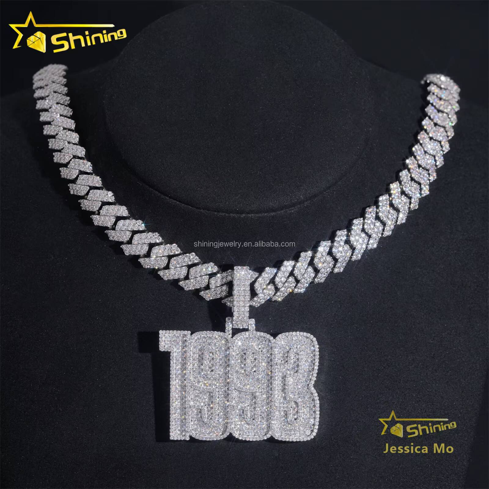 Fashion Man Rapper Luxury Jewelry Iced Out Pass Diamond Tester VVS1 Moissanite Diamond S925 Silver Number Pendant Necklace