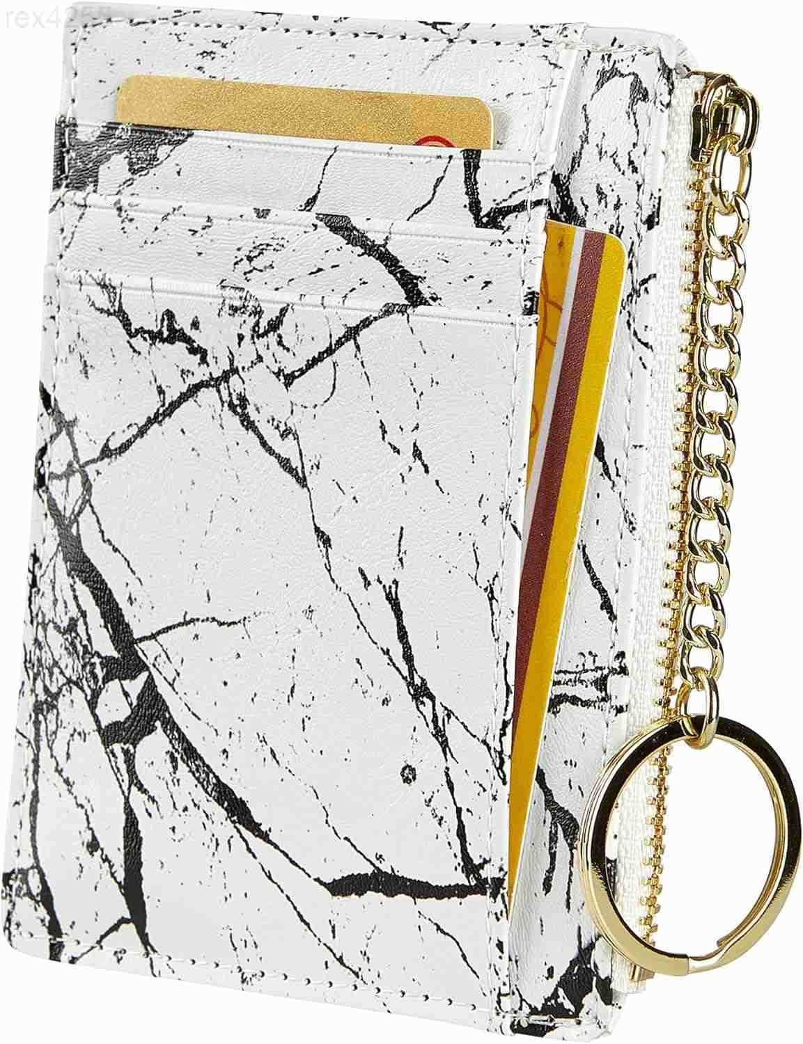 Womens 8 Cards Slim Minimalist Card Holder Coin Changes Purse Keychain Front Pocket WalletW250910