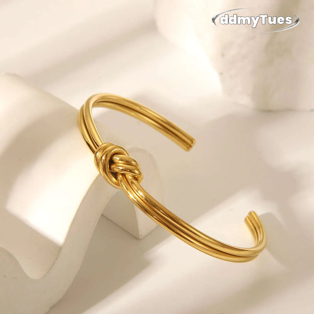 DHCollections Hot Selling Knotted Twisted Open Stainless Steel Niche Design Simple Ins Style Bracelet Jewelry TUES