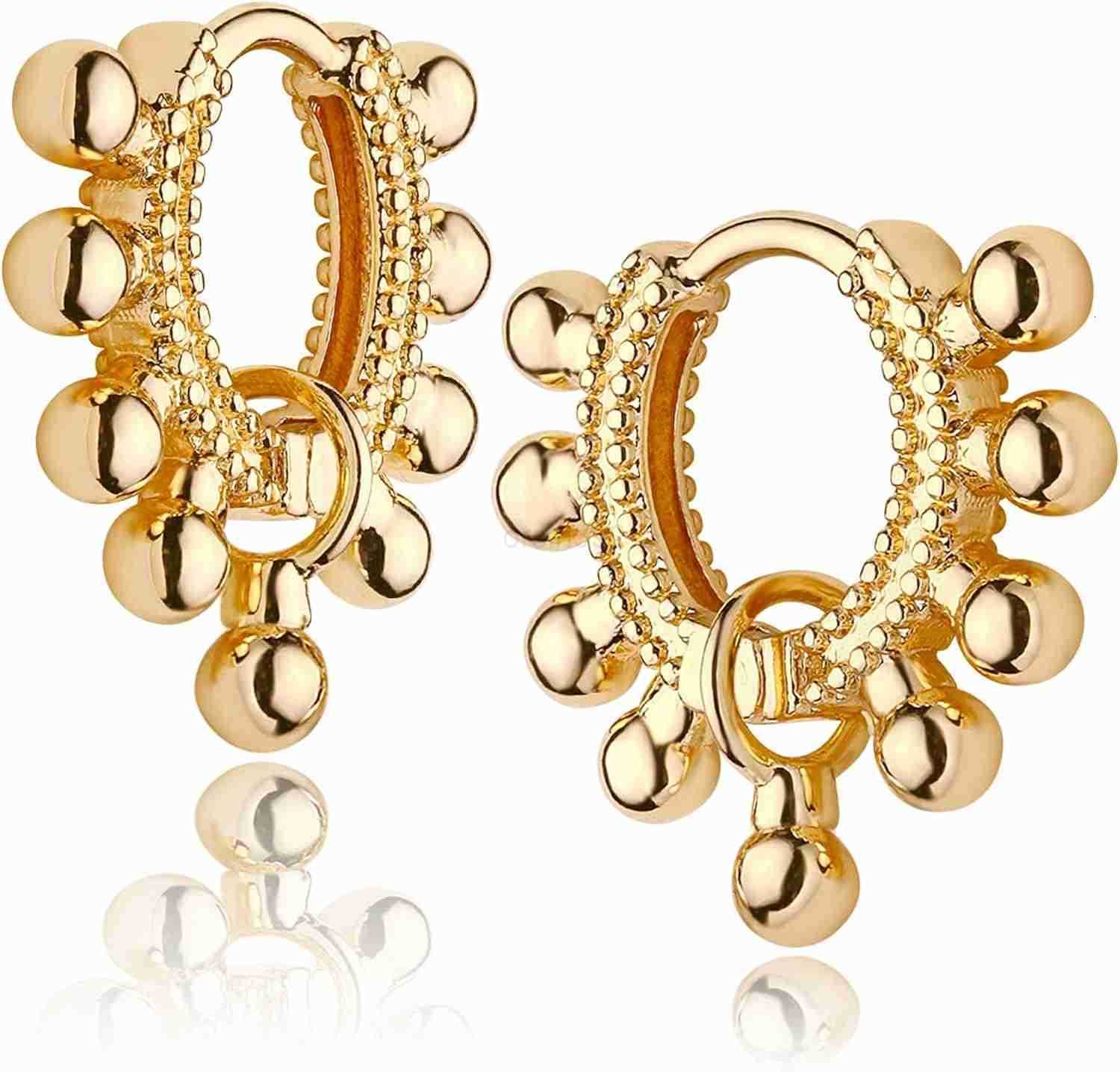 Dainty Gold Hoop Earrings for Women 18K Gold Plated Spike Huggie Hoop Earrings Geometry Handmade Minimalist Hypoallergenic Hoop Earrings for Her Gifts