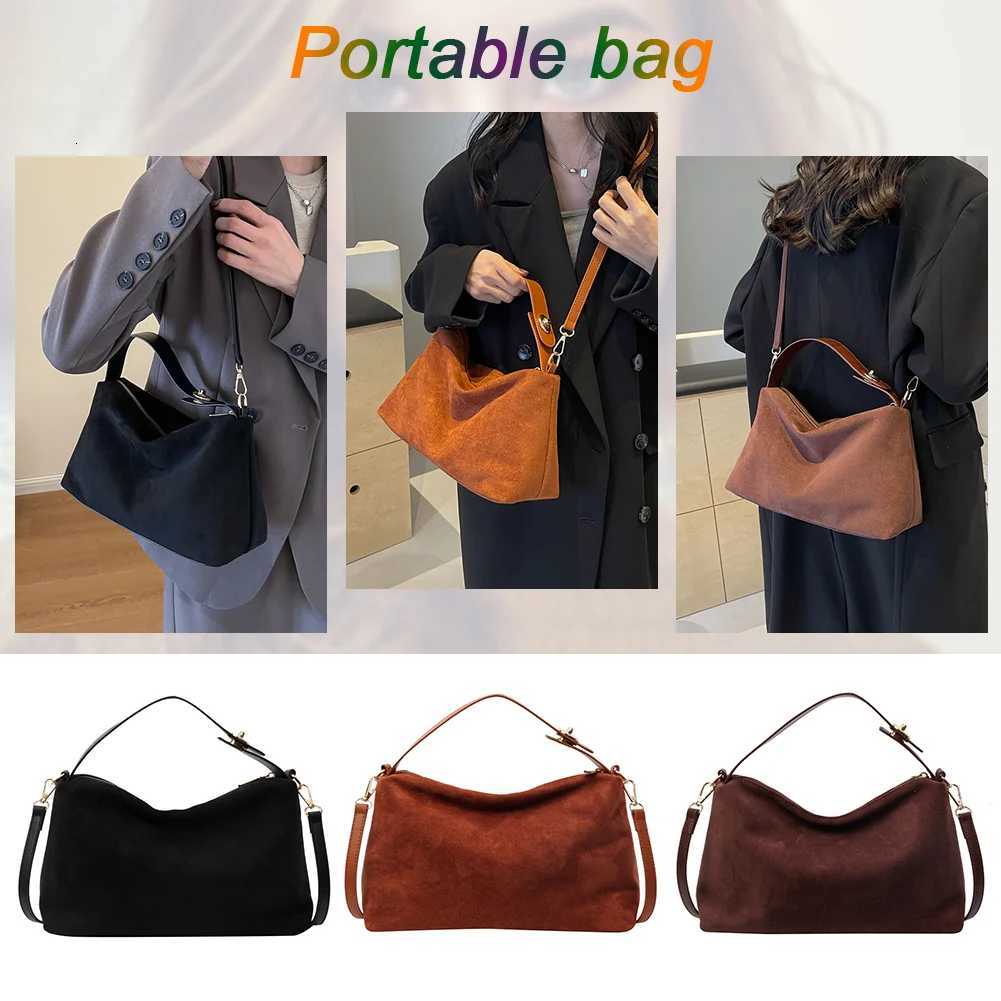 Women Suede Shoulder Bag Adjustable Strap Crossbody Bag With Inner Pocket Handbag Zipper Clutch Purse for Work Travel W250911