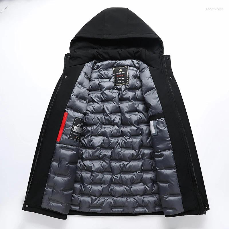 Men's Down 2026 Winter Long Parkas Men Thicken Casual Parka Slim Fit Jacket Waterproof Warm Hodded Removable Outwear Coat