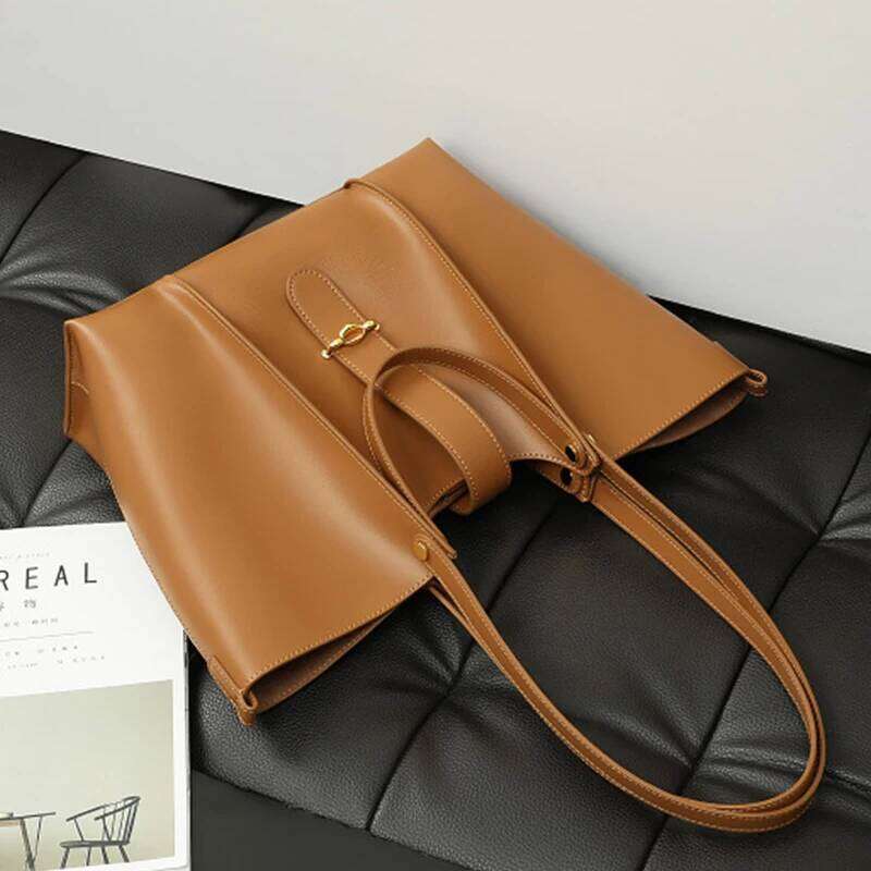 Cowhide Women's Tote Bag 2024 New Large Capacity Fashion Designer Classic Vintage Pleats Women Shoulder Bags