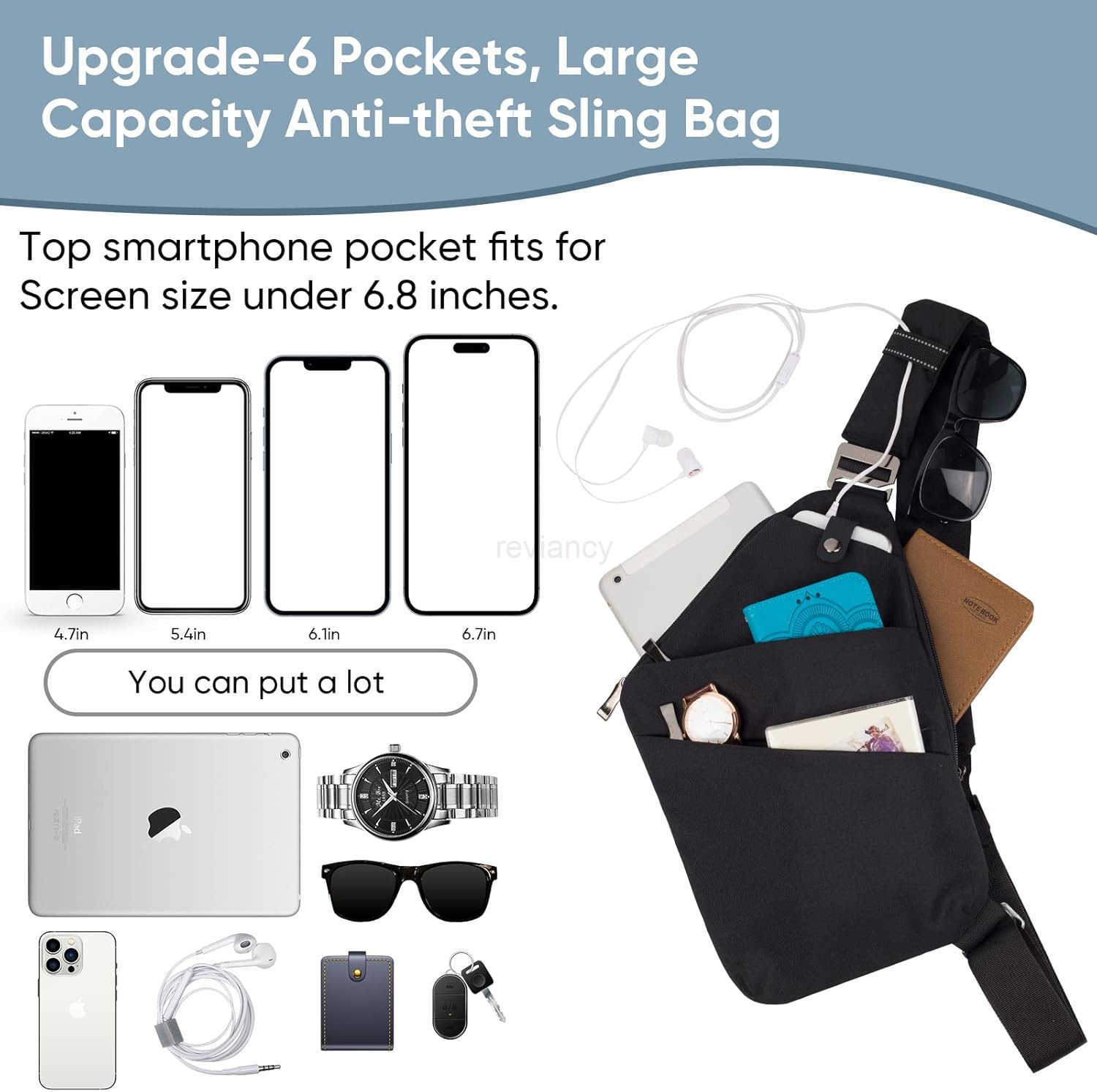 Sling Bag for Men and Women Anti theft Crossbody Bag Lightweight Shoulder Chest Bag for Travel GymW250911