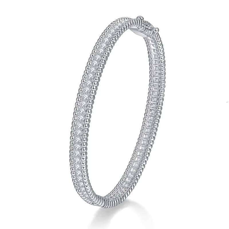 Ruizuan Charm Bracelets Moissanite Hand Bracelet for Men Sier