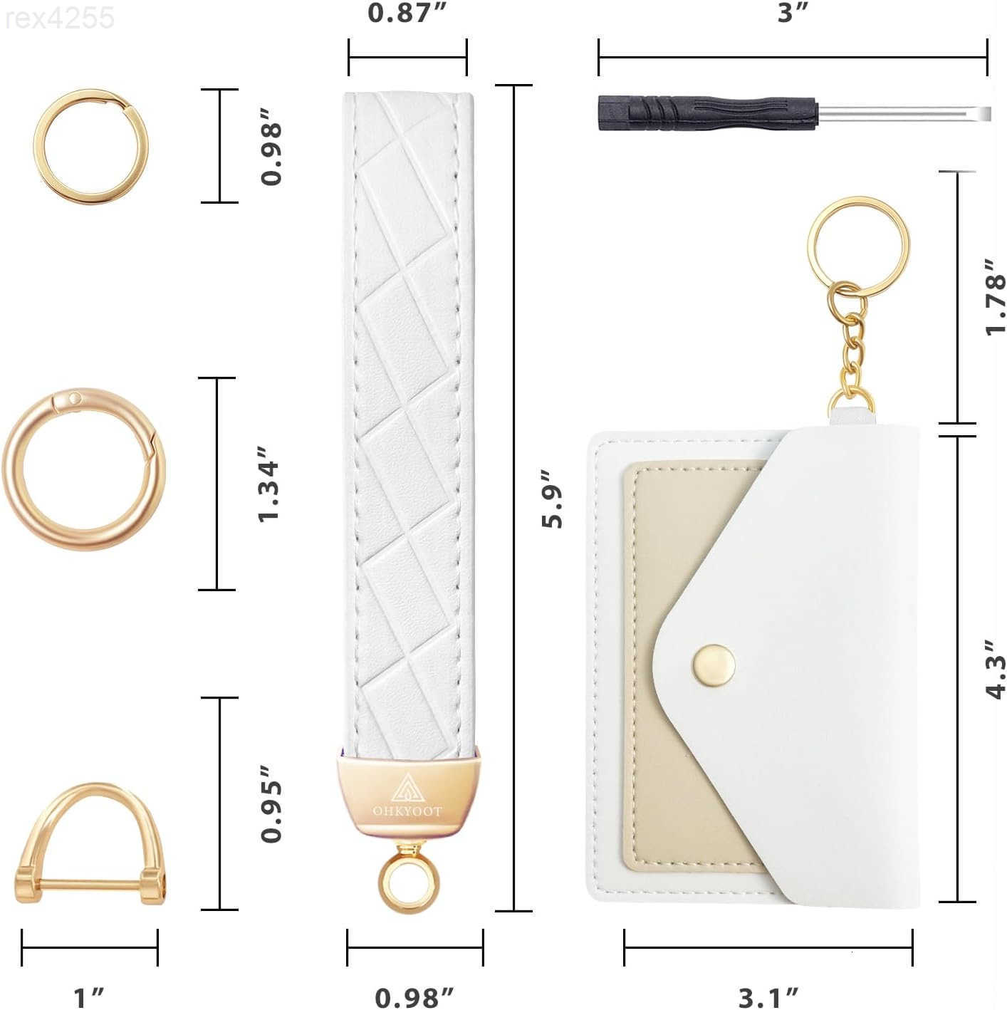 Wristlet KeychainWrist Keychain Car Key Chain with 3 Key RingsD Ring and Slim WalletW250911