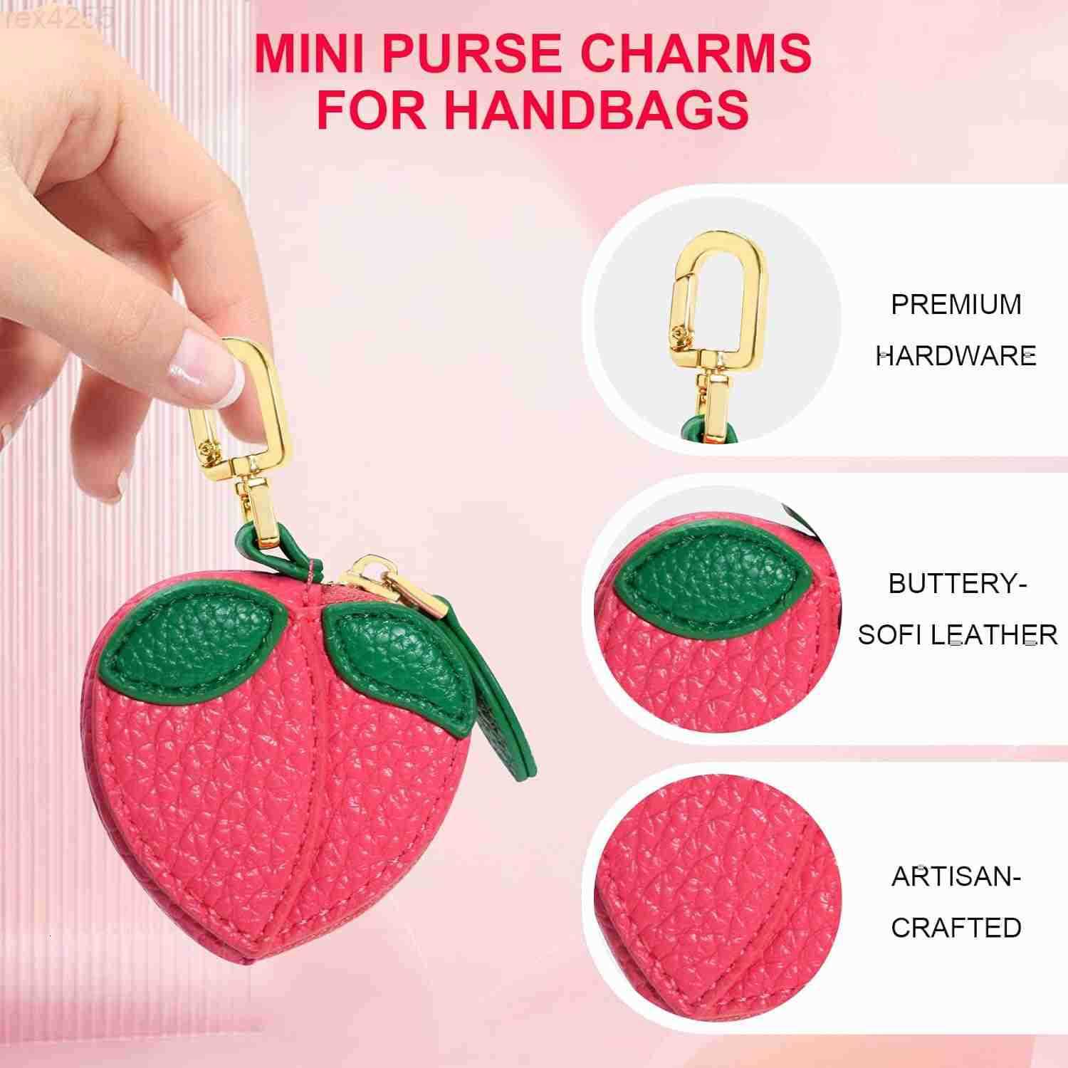 Orange Mini Fruit Coin Purse Keychain Cute PU Leather Mini Pouch Fruit Bag Purse Charm for Handbags Wallets Accessories for Girls WomenW250911