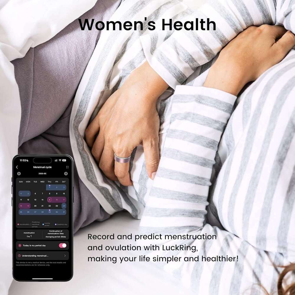 Jojovenusmall Smart Ring for Women & Men - IP68 Waterproof Fiess Tracker with Long Lasting Batteries, 28-Language App, Sleep/Step/Heart Rate Monitor (