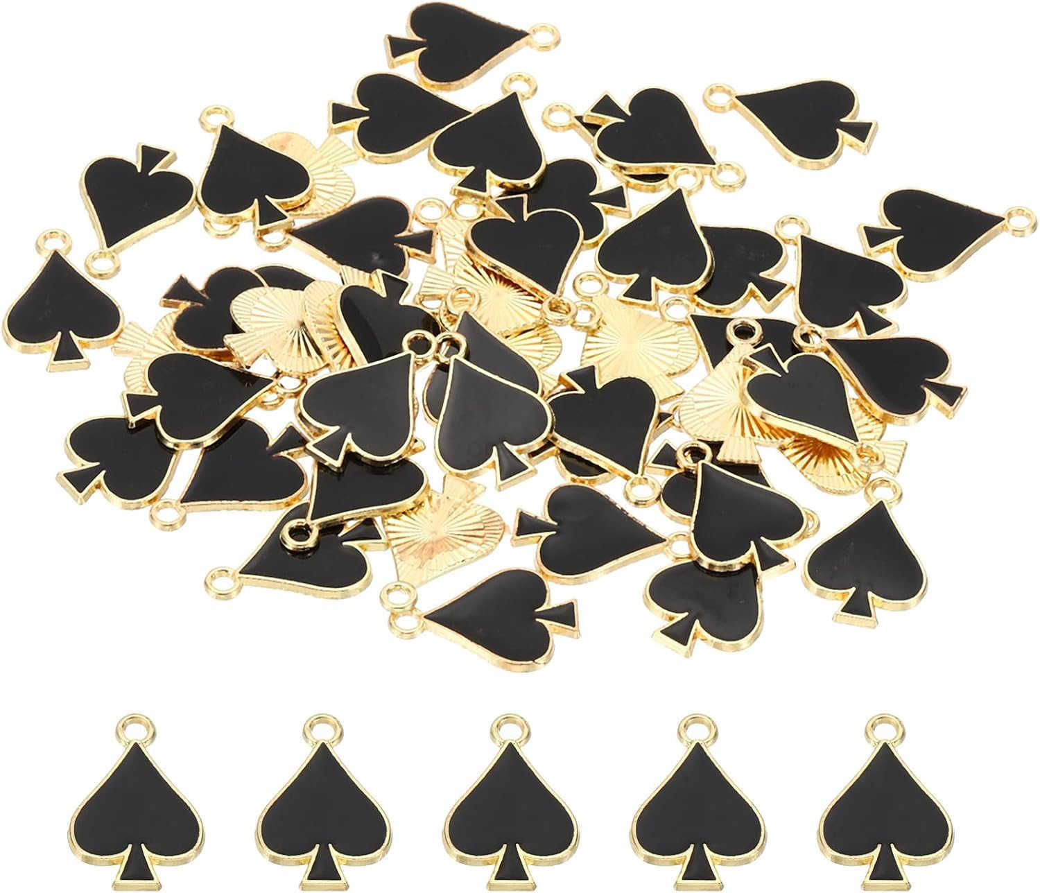 50pcs Hearts Charm Spades Charm Pendants Bulk Playing Cards Resin Alloy for Jewelry MakingW250911
