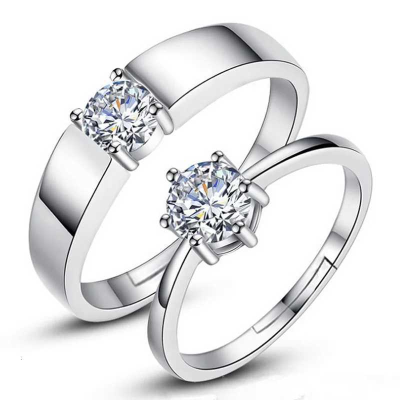 Fashion Exquisite Silver Color Pair Rings for Women Men Adjustable Couple Engagement Wedding Gift Jewelry Accessoires Wholesale W250911
