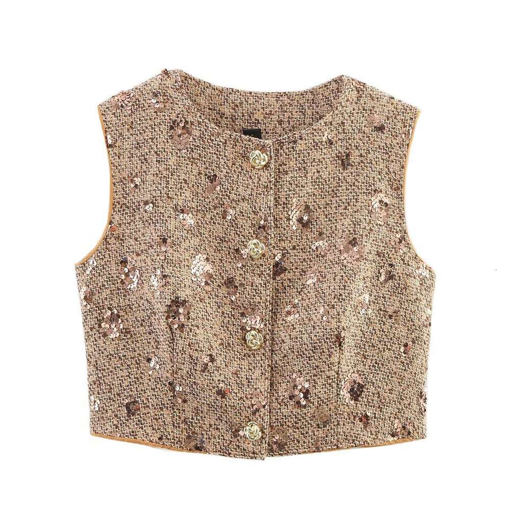 DHEssentials INS Sequin Half Short Skirt French Slim Fit Beaded Embroidery Tweed Little Chanel Style Two-Piece Set