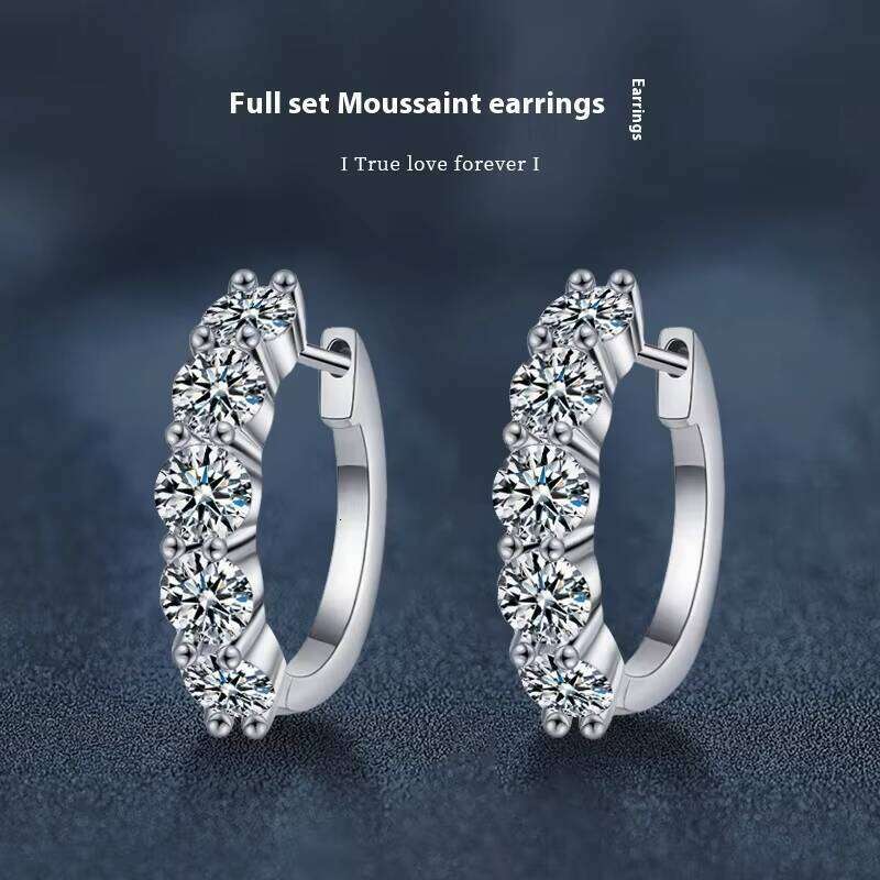 Moissanite Earrings Elegant Cross-Border Jewelry for Hot Sale Fashionable Pure Sier Ear Studs