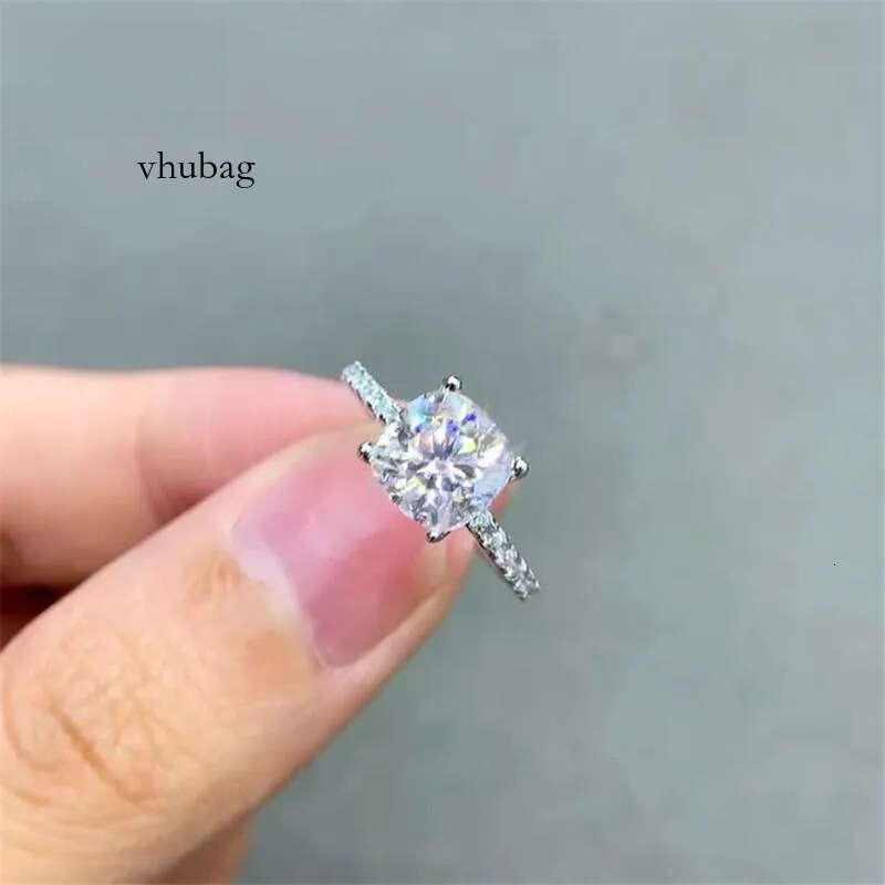 Cluster Rings Inbeaut Arrival Sier 3 Ct Excellent Cut D ColorPass Dia Test Cushion Moissanite Wedding Ring Women Fine Jewelry
