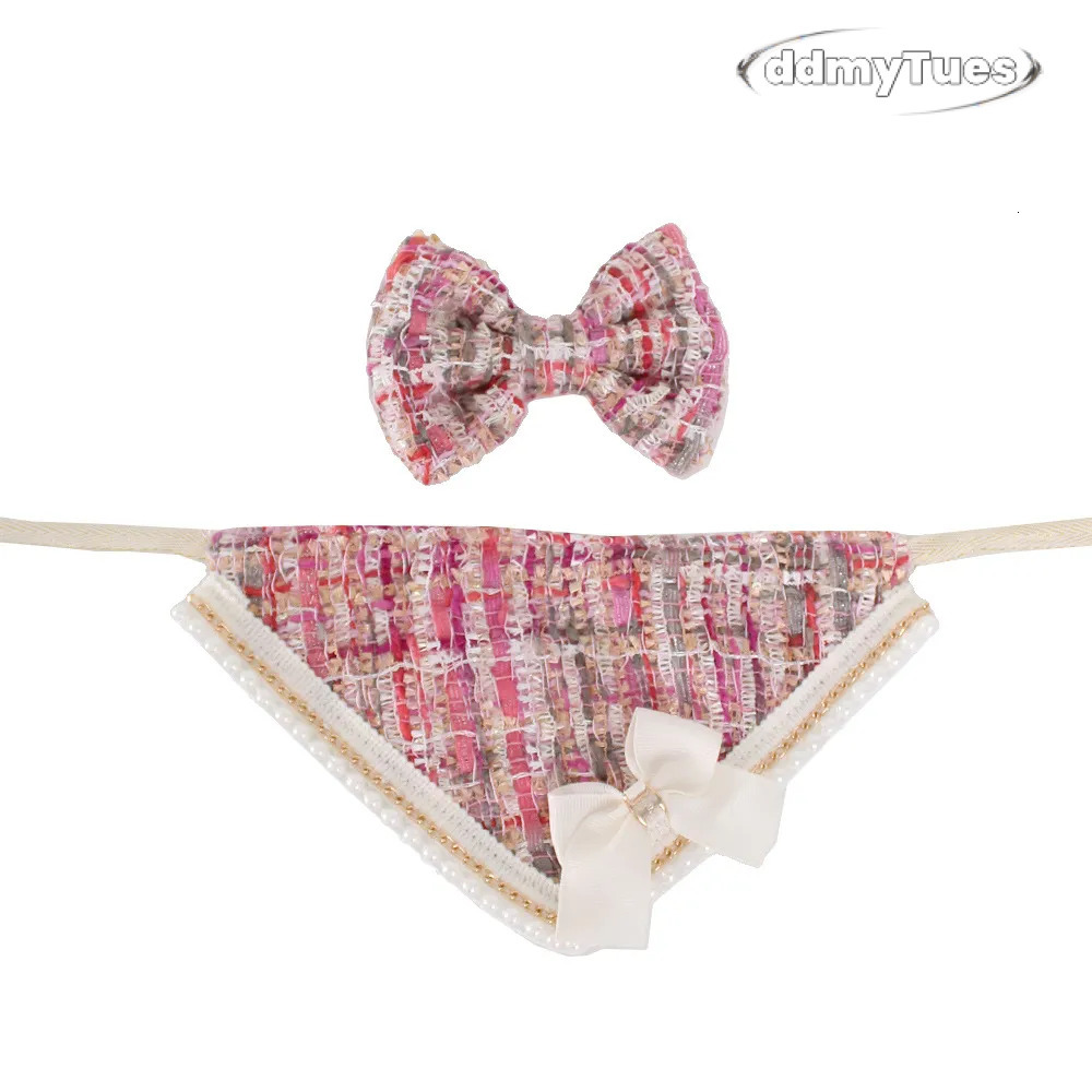 Bandanas and Hair Bow, Princess Dog Wedding Bandana, Soft Durable Fabric Bibs Kerchief Scarfs, Adjustable Fit. Designs for Small Medium Dogs Cats Red 