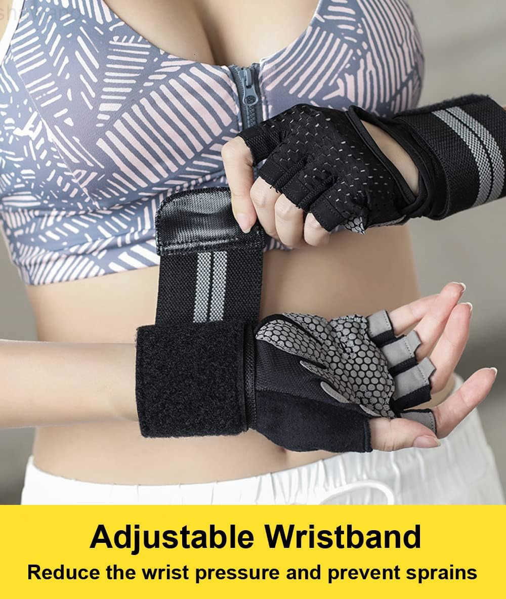 Weightlifting Gym Gloves for Men Women Breathable Workout Gloves AntiSlip Exercise Gloves Adjustable Wrist Support Full Palm Protection LightweightW25