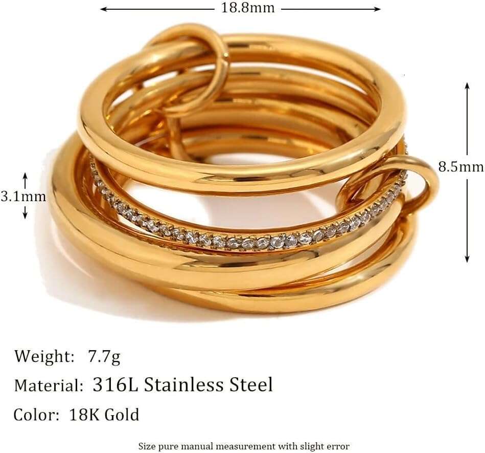 Fashion Gold Plated Cubic Zirconia Rings Elegant Stackable Set for Women