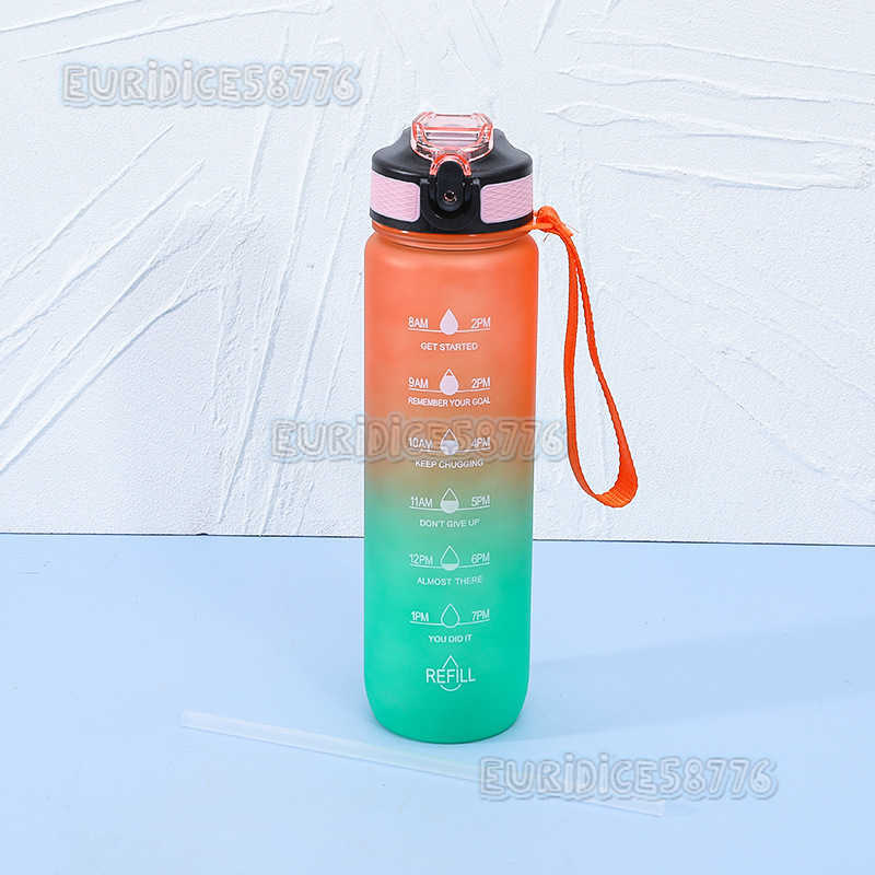 1000ml Space Cup Portable Insulated Bottle Frosted Water Bottle Gradient Color Water Cup Outdoor Sports Water Cup H250911
