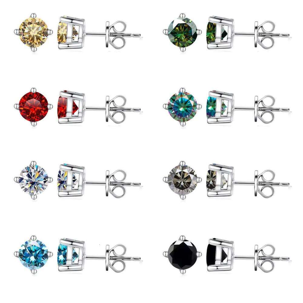 0.5-3ct D Color Fashion Round Earring Moissanite Stud Earrings for Women