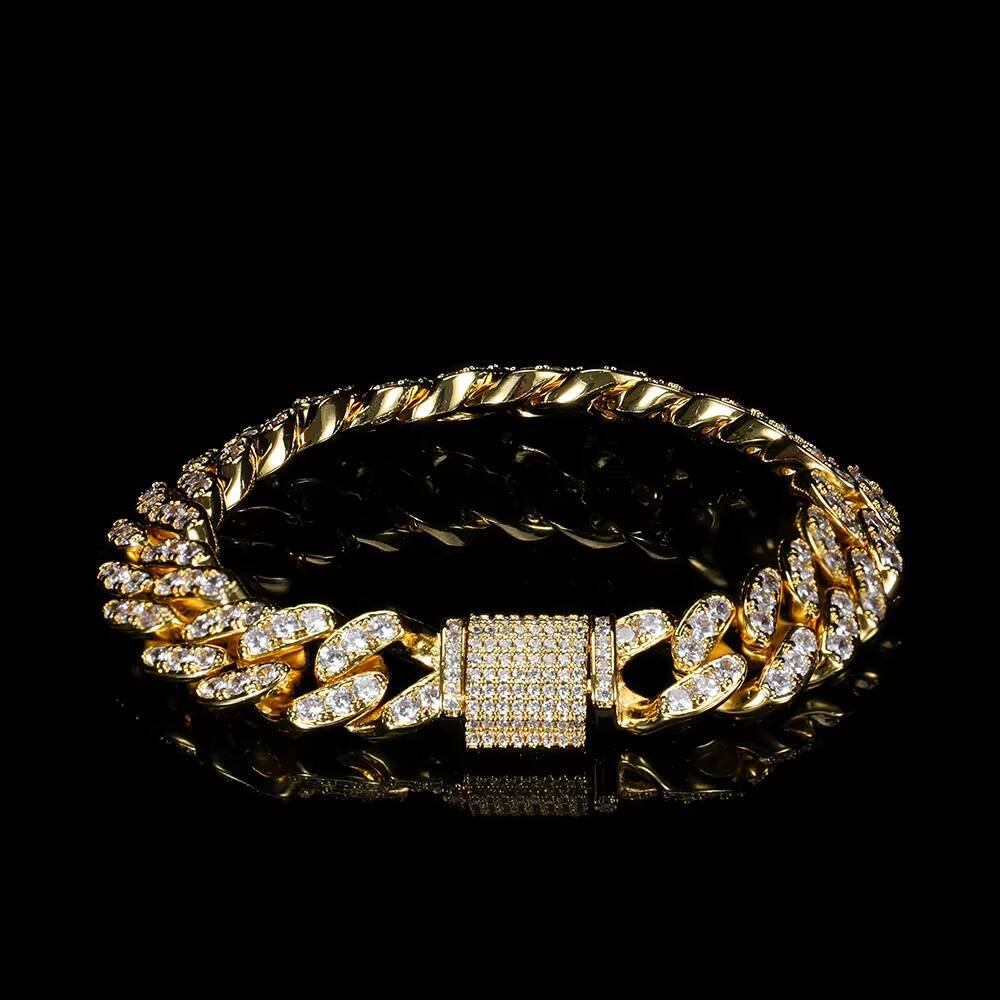 NUOYA 12mm Hip Hop Iced Out Cuban Link Chain Micro Pave Bling CZ Cuban Chain Necklace for Women