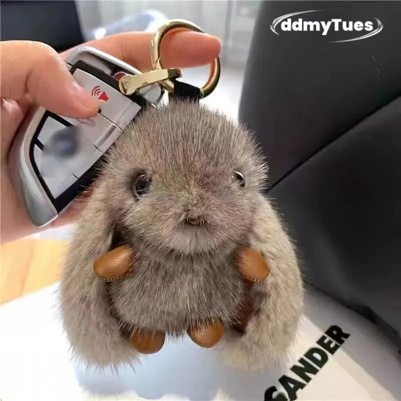 Cute Girl Toy Plush Rabbit Faux Mink Car Keychain Toys Pendant Doll Bag Decoration Keyring Dolls Birthday Gift 250121 TUES